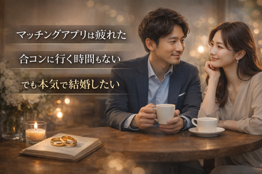 「マッチングアプリは疲れた」「合コンに行く時間もない」「でも本気で結婚したい」