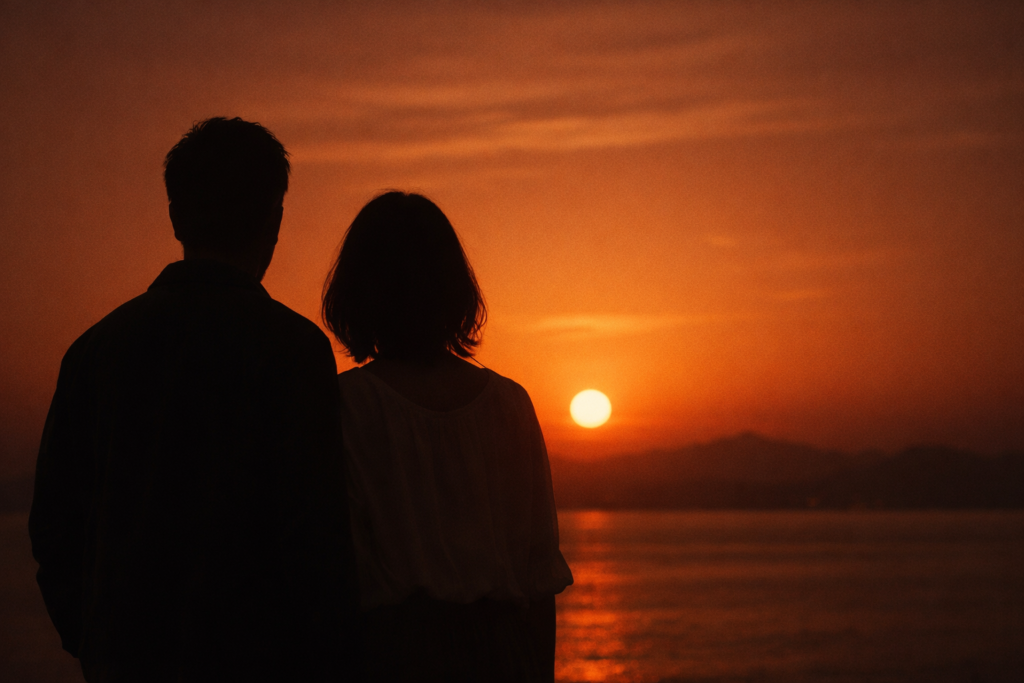 トップページ画像：夕日を見るふたり